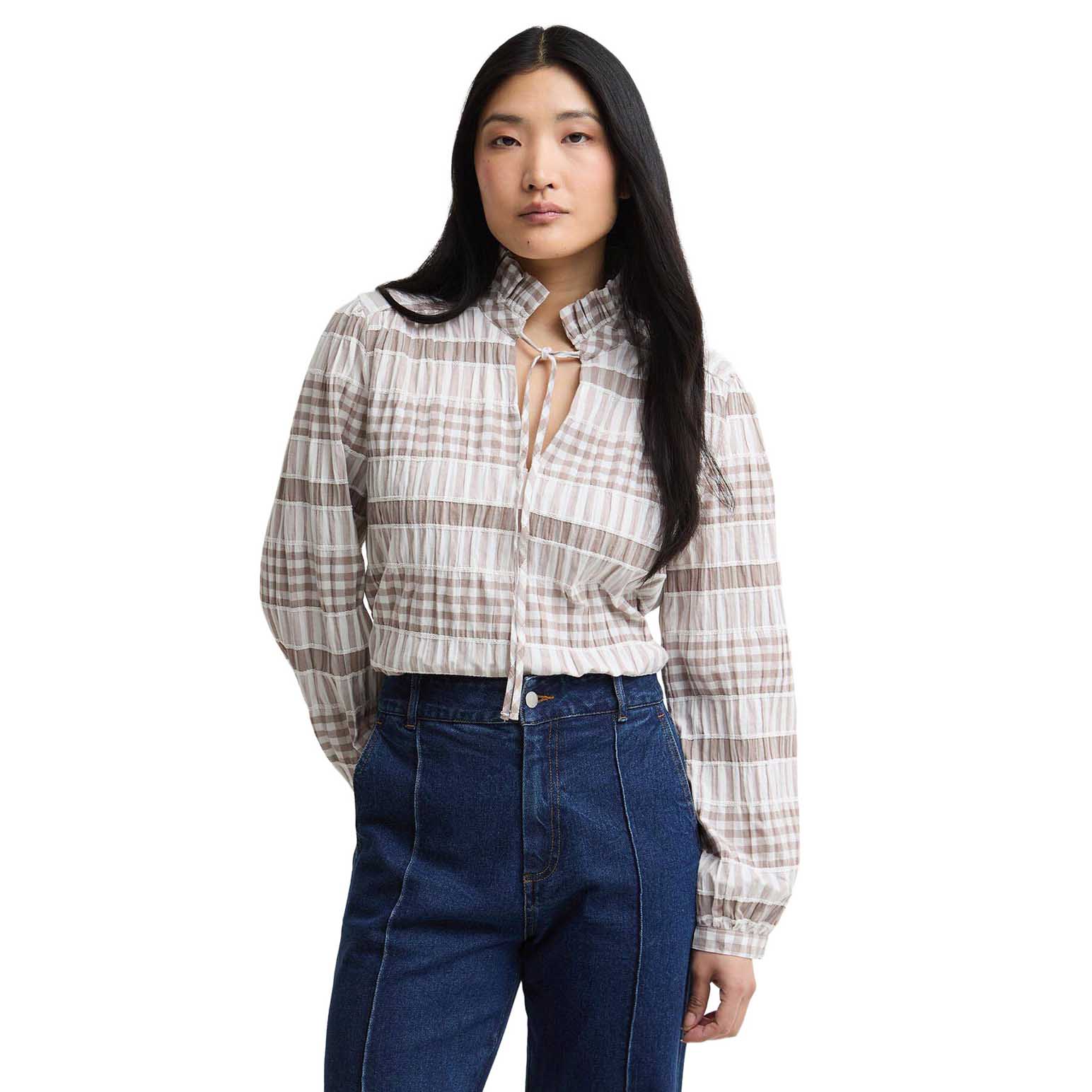 Barbour Hinton Gingham Ruffled Blouse
